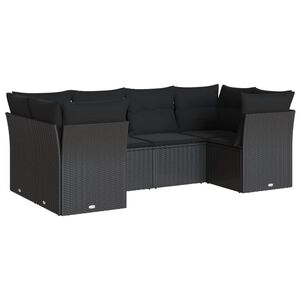 vidaXL 6点セット ガーデンソファセット クッション付き ブラック ポリラタン