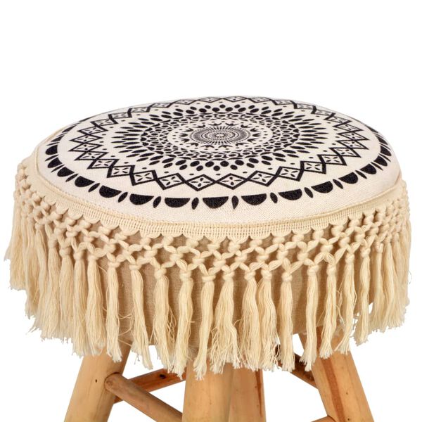 vidaXL スツール ホワイト＆ブラック 布製