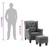 vidaXL アームチェア フットスツール付き グレー 布製