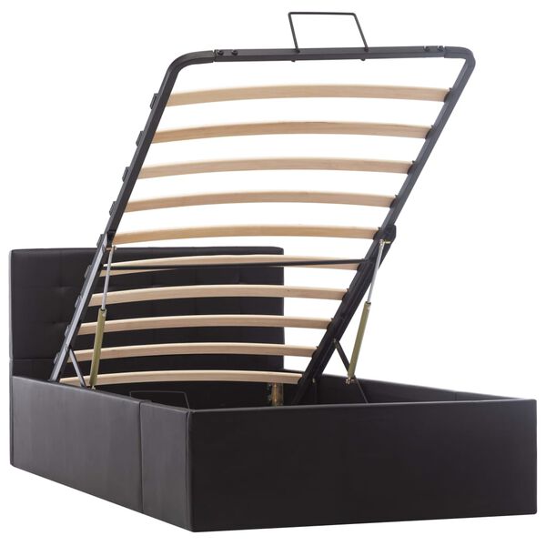 vidaXL 油圧式収納ベッドフレーム ブラック 合成皮革製 100x200cm