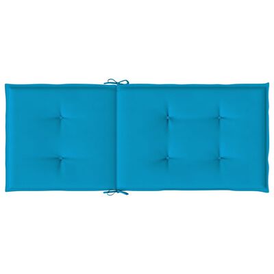 vidaXL ガーデンハイバックチェア クッション 4点 ブルー 120x50x3 cm ファブリック