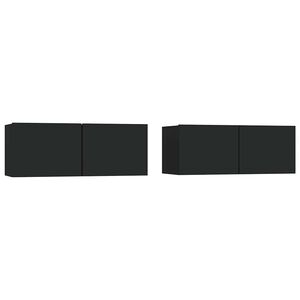 vidaXL テレビキャビネット 2点セット ブラック 80x30x30 cm エンジニアリングウッド