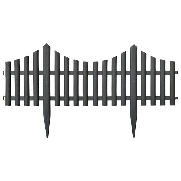 vidaXL 芝生エッジ 17点 アントラシート 10m PP製