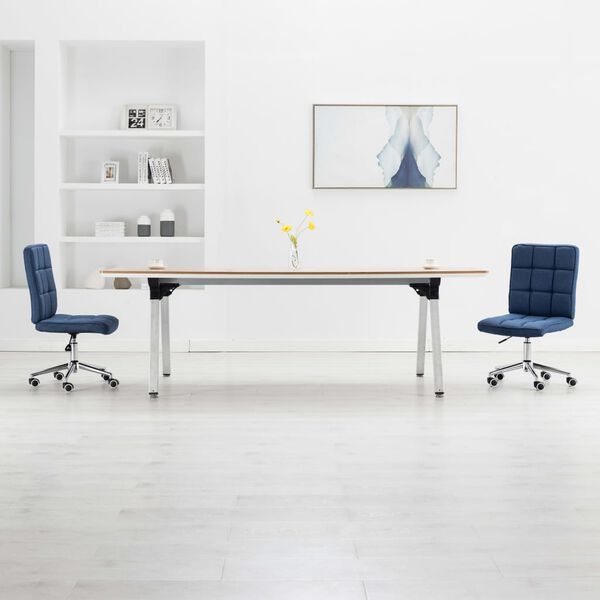 vidaXL ダイニングチェア 2点セット ブルー 布張り