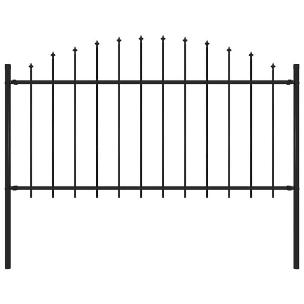 vidaXL ガーデンフェンス スピアトップ スチール 181x150 cm ブラック