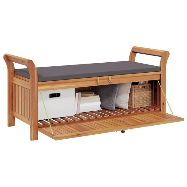 vidaXL ガーデン収納ベンチ クッション付き 126cm 無垢材アカシア