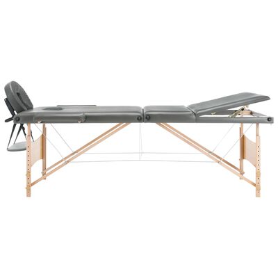 vidaXL マッサージテーブル 三つ折り 木製フレーム付き アントラシート 186x68cm