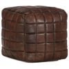 vidaXL 厚手クッション ダークブラウン 40x40x40cm 本山羊革製