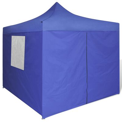 vidaXL 折りたたみ式テント ブルー 3x3m サイドウォール4枚