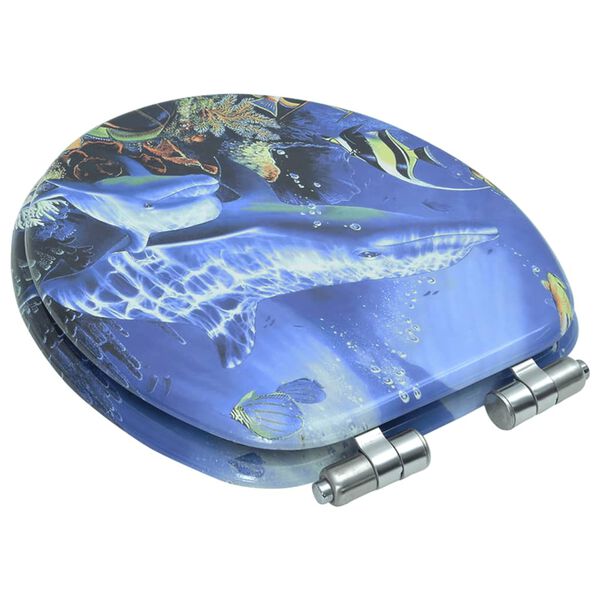 vidaXL トイレ便座 ソフトクローズ式ふた シンプル設計 MDF製 イルカデザイン