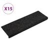 vidaXL 階段マット 粘着式 15枚 65x21x4 cm ブラック 長方形エッジ