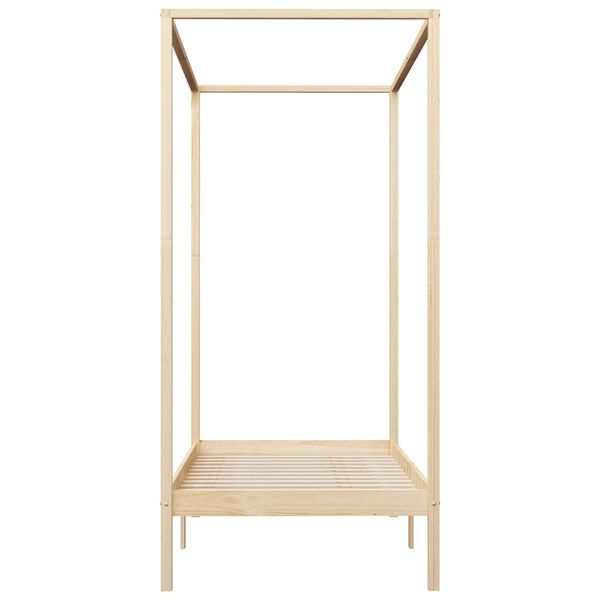 vidaXL ベッドフレーム キャノピー付き パイン無垢材 100x200cm