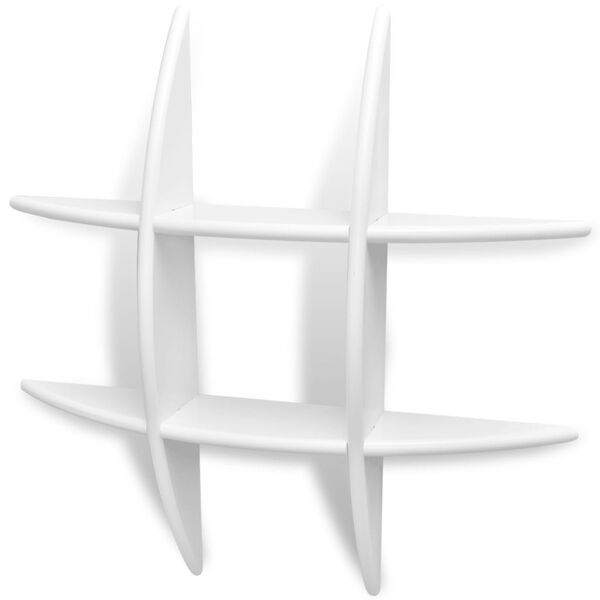 vidaXL 壁面取り付け棚 ディスプレイシェルフ 本/DVD収納 ホワイト MDF製