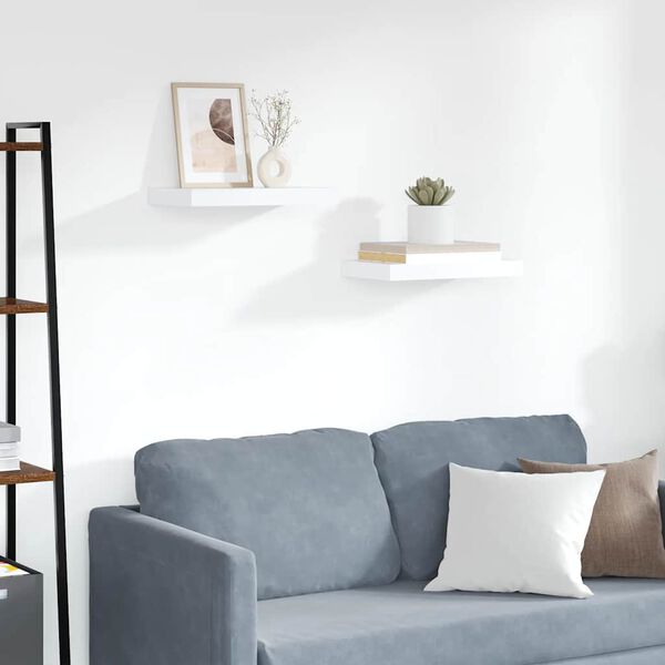 vidaXL フローティングウォールシェルフ 2点 ホワイト 40x23.5x3.8cm MDF