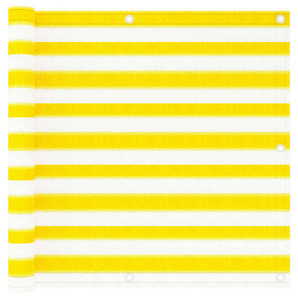 vidaXL バルコニースクリーン イエロー＆ホワイト 90x300cm 高密度ポリエチレン