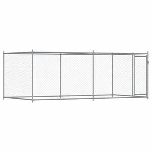 vidaXL 犬用ケージ ドア付き グレー 4x2x1.5 m 亜鉛メッキ鋼