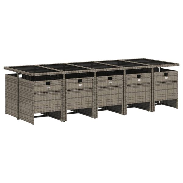 vidaXL ガーデンダイニング11点セット クッション付き グレー ポリラタン製