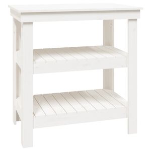 vidaXL 作業台 棚で ストレージ付き ホワイト 78.5 x 50 x 80 cm パイン無垢材