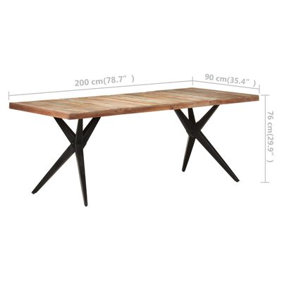 vidaXL ダイニングテーブル 200x90x76 cm 無垢の再生木材