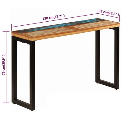 vidaXL コンソールテーブル 120x35x76cm 無垢の再生木材＆スチール
