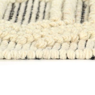 vidaXL 手織りラグ ウール製 80x150cm ホワイト/ブラック