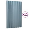 vidaXL ルーフパネル 12点 亜鉛メッキスチール グレー 60x36 cm