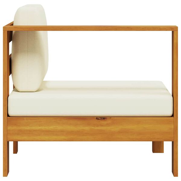 vidaXL ミドルソファ アームレスト1点付き クリームホワイト アカシア無垢材