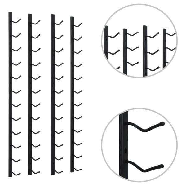 vidaXL 壁掛けワインラック 12本 2点 ブラック 鉄製