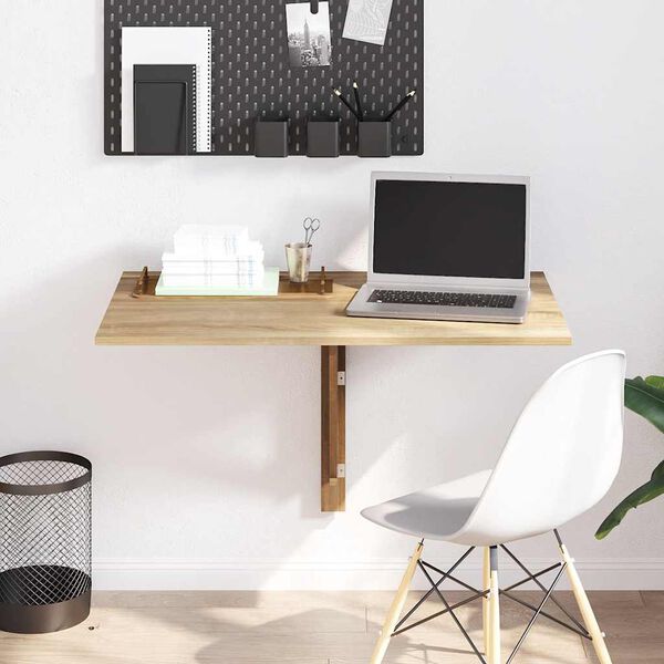 vidaXL 折りたたみ式 ウォールテーブル オーク 100x60cm