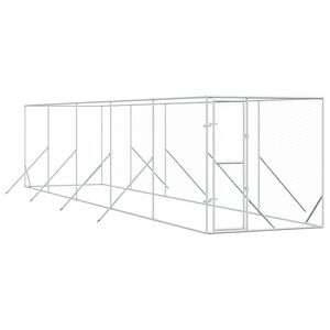 vidaXL 屋外用犬小屋 シルバー 2x10x2m 亜鉛メッキ鋼製