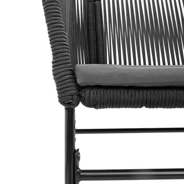 vidaXL ガーデンチェア 2脚セット クッション付き ブラック ポリラタン