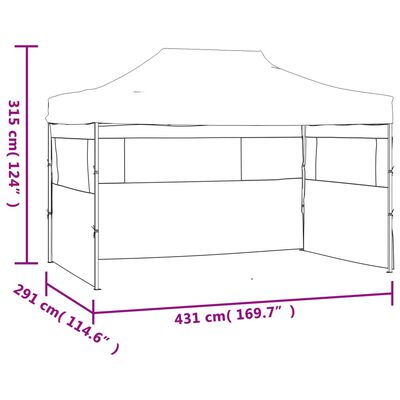 vidaXL 折りたたみテント 側壁3枚付き 3x4.5m アントラシート