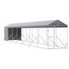 vidaXL 屋外犬小屋 屋根付き シルバー 2x14x2.5 m 亜鉛メッキ鋼製