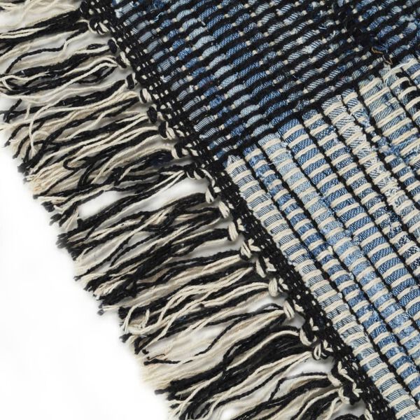vidaXL 手織りチンディラグ デニム製 160x230cm ブルー