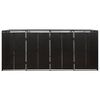 vidaXL 4連式ゴミ箱収納庫 ブラック 274x80x117cm ポリラタン製