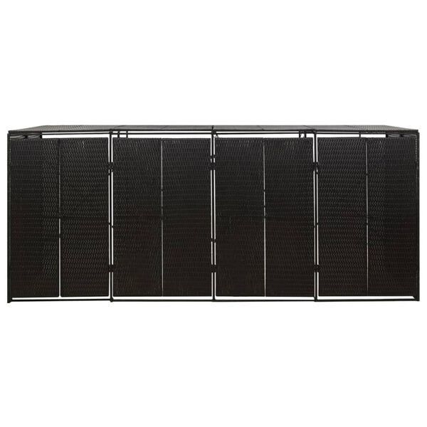 vidaXL 4連式ゴミ箱収納庫 ブラック 274x80x117cm ポリラタン製