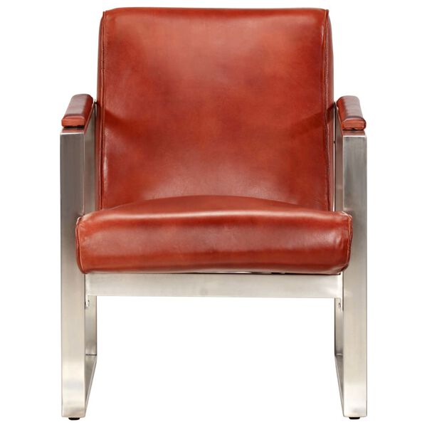 vidaXL タブチェア ブラウン 60x73x77cm 本革製