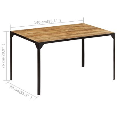 vidaXL ダイニングテーブル 140x80x76cm マンゴーウッド 無垢材