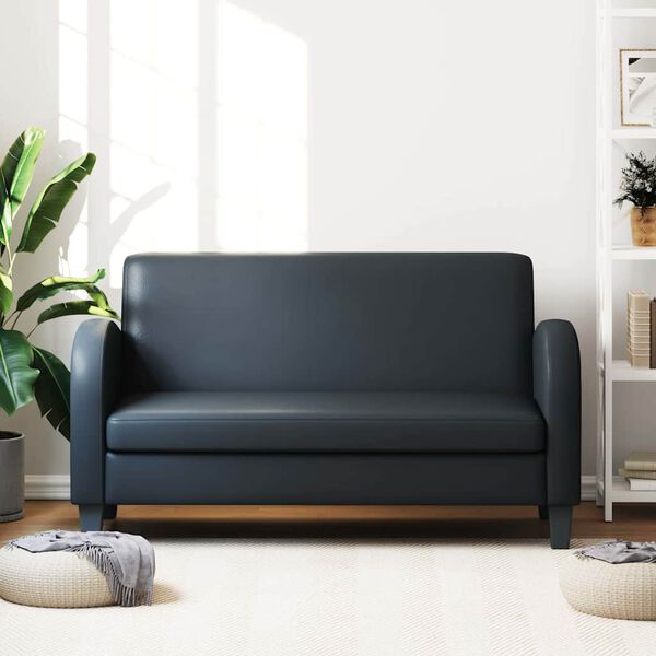 vidaXL 2人掛けソファ 合成皮革製 ブラック