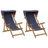 vidaXL デッキチェア 2 pcs 3 ポジション ソリッドユーカリウッド ブルー