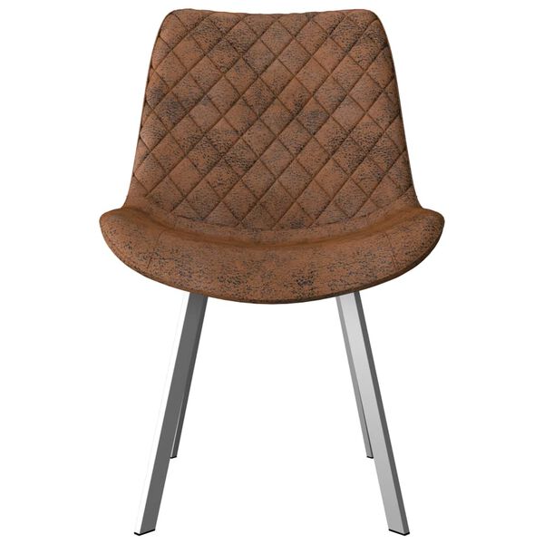 vidaXL ダイニングチェア 2点セット ブラウン スエード調 合成皮革製