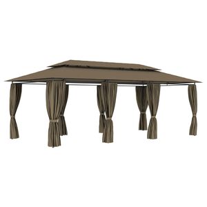 vidaXL ガゼボ カーテン付き トープ 600x298x270cm 180g/m&sup2;