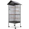 vidaXL 鳥ケージ 屋根付き 66x66x155cm スチール製 ブラック