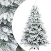 vidaXL 人工のヒンジ付きクリスマスツリー 雪のフロック スタンド付き ホワイト 180 cm PVC、PE、スチール