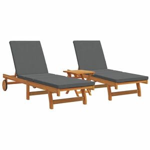vidaXL サンラウンジャー 3 個 ソリッドアカシアウッド ブラウン