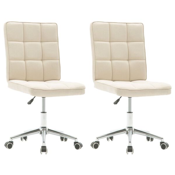 vidaXL ダイニングチェア 2点セット クリーム 布張り