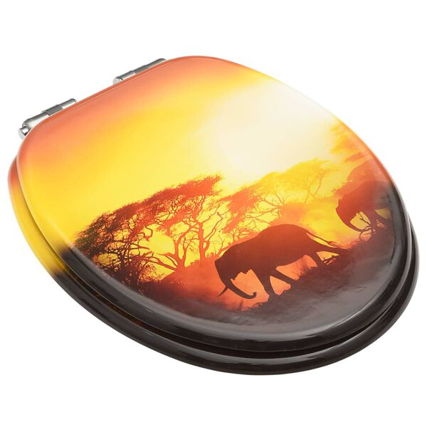 vidaXL トイレ便座 ソフトクローズ式ふた付き MDF製 サバンナデザイン