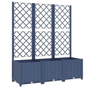 vidaXL ガーデンプランター トレリス付き ブルーグレー 120x40x136 cm PP