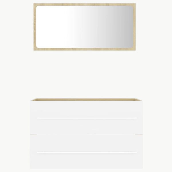 vidaXL バスルーム家具2点セット ホワイト＆ソノマオーク エンジニアリングウッド