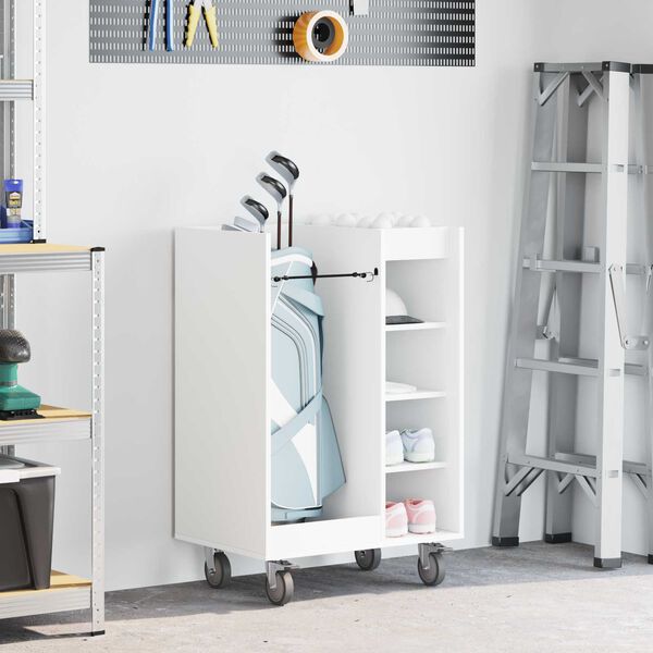 vidaXL ゴルフキャビネット ホイール付き 無地 ホワイト 65 x 45 x 98 cm